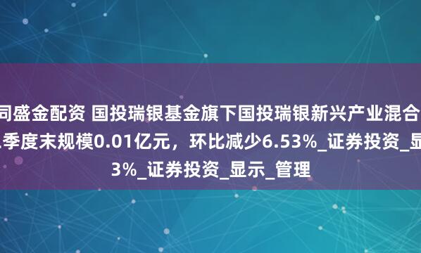 同盛金配资 国投瑞银基金旗下国投瑞银新兴产业混合(LOF)C二季度末规模0.01亿元，环比减少6.53%_证券投资_显示_管理
